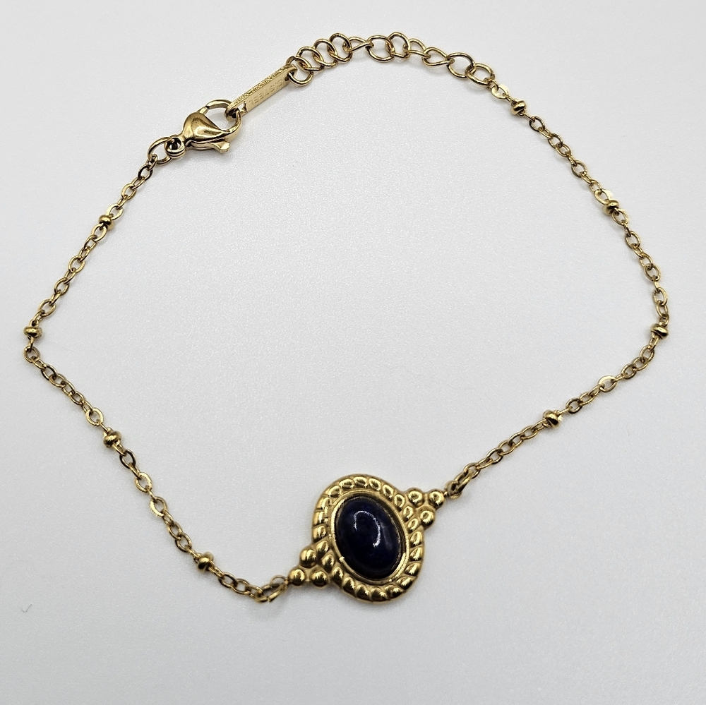 🆕️Vintage Color black Natural Stone Bracelet Stainless Steel Bracelet